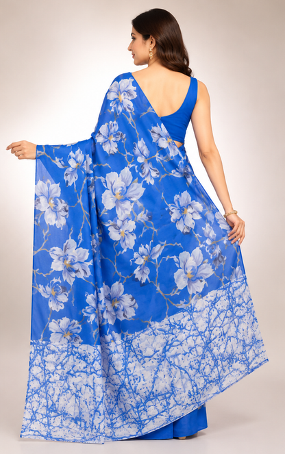 Cotton Mixed Blue Colour Saree