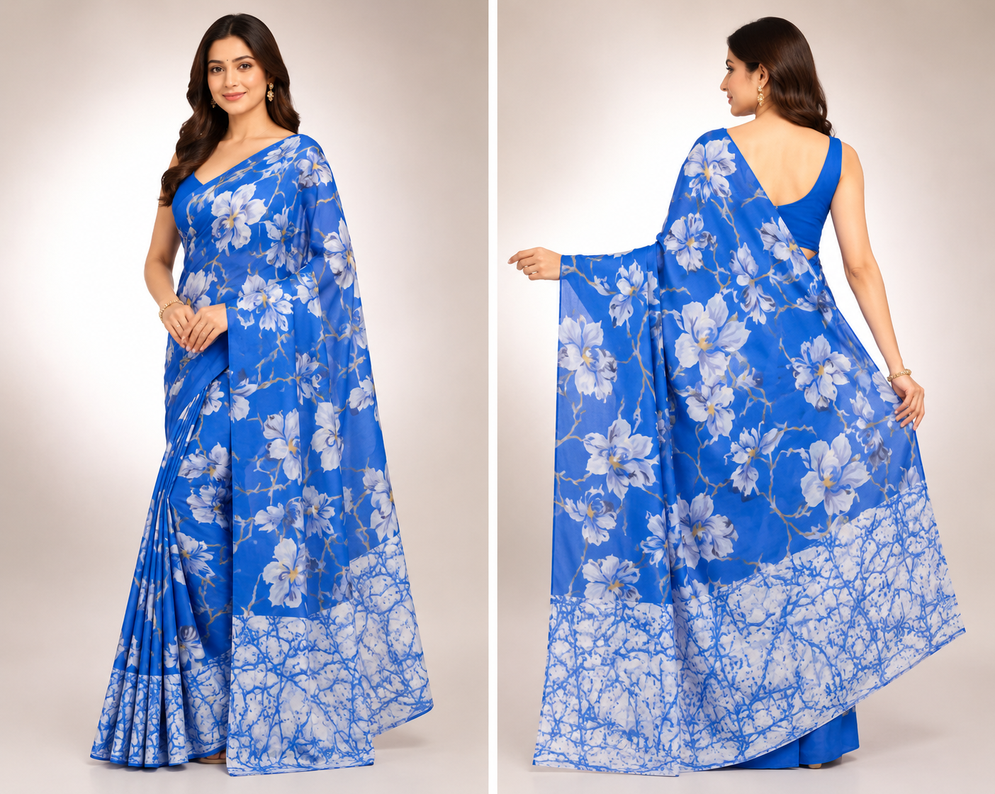 Cotton Mixed Blue Colour Saree