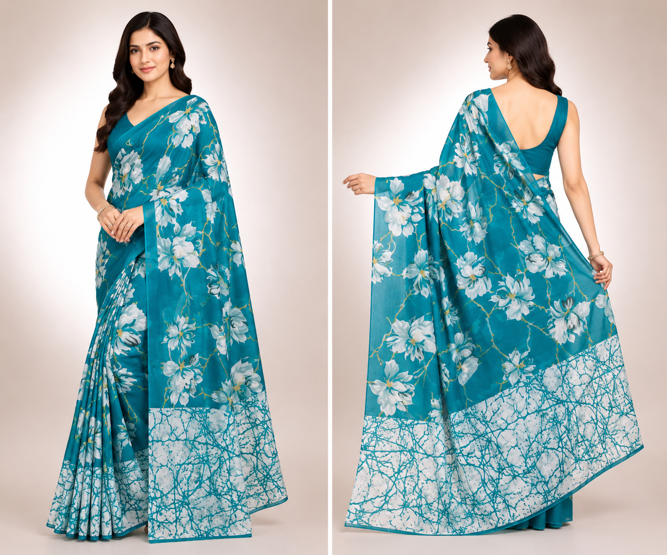 Cotton Mixed Deep Blue Colour Saree